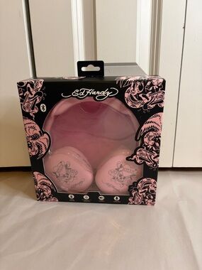 Ed Hardy Pink Tattoed On-Ear Headphones